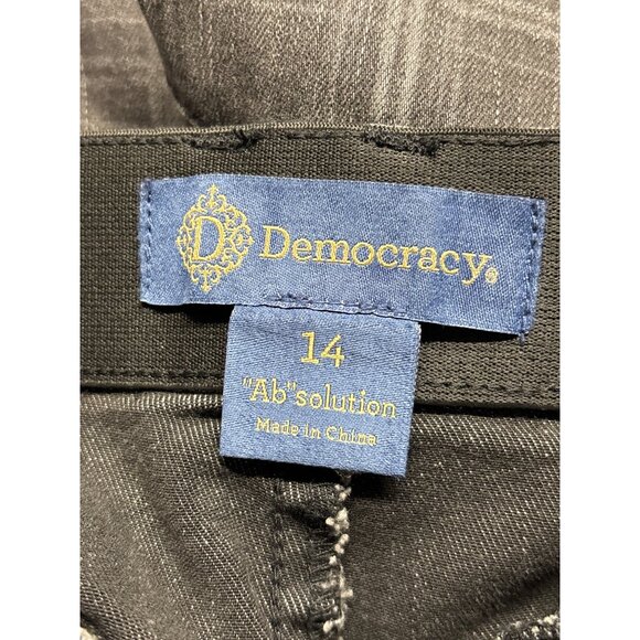 Democracy Womens Ab Solution Skyrise Wide Leg Jeans Size 14 Gray Plaid New - Picture 9 of 10